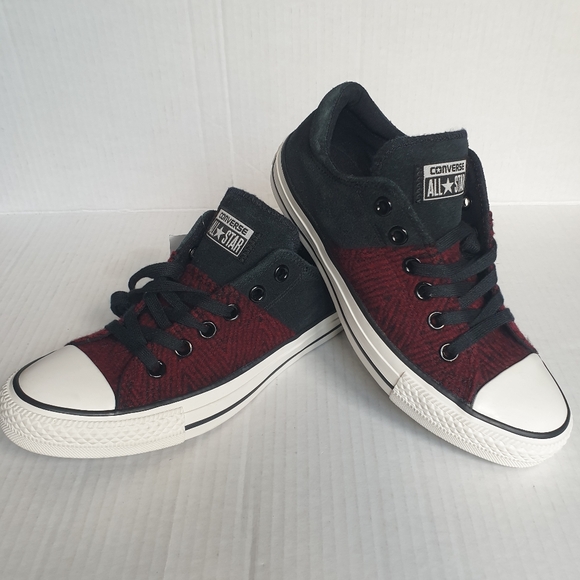 Converse Wm's Madison Low Top Sneakers w/ Black Suede & Chevron Burgundy Sz 7 - Picture 7 of 16